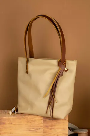 The Julie - Beige Leather Tote Bag